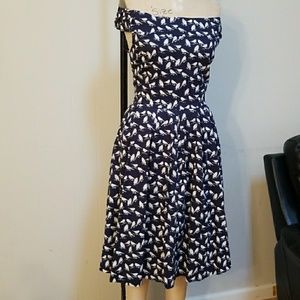 Retro summer dress 1950s birds print